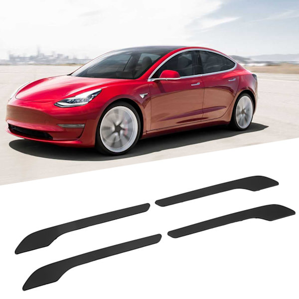 4 stk Dørhåndtak Deksel ABS Ytre Håndtak Dekorativ Beskyttelses Klistremerker Erstatning for Tesla Model 3 2017‑2020 Matt Svart