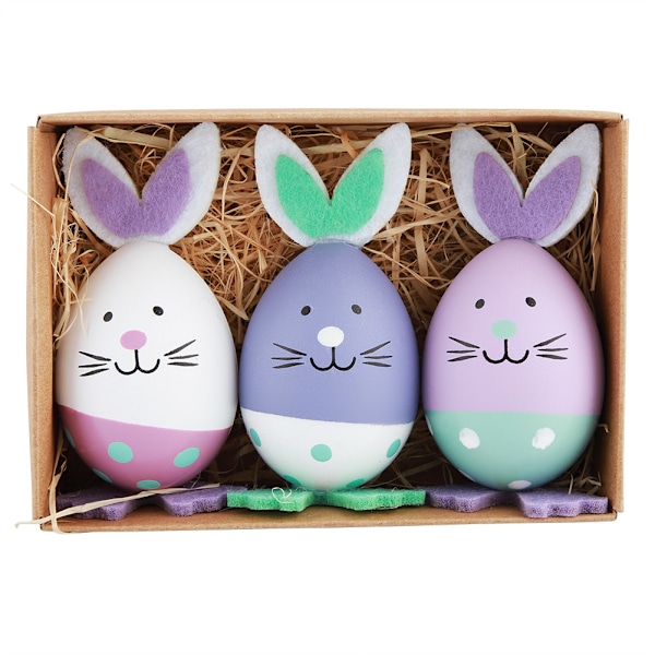 3 st. Påskägg, Konstgjorda ägg DIY Dekorägg Påskkanin Ägg Leksaker (Lila Vit Grön)