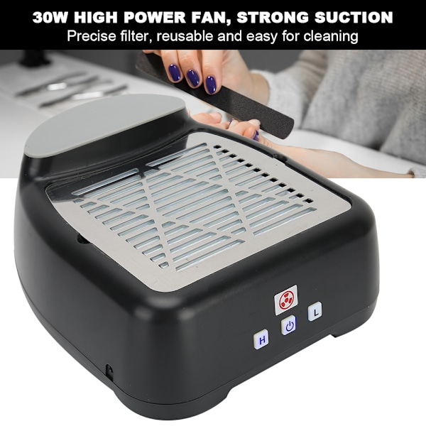 30W Justerbar Nageldammsamlare Stark Sugkraft Nagelsalongsdammsugare Manikyrverktyg UK-kontakt 110‑240V