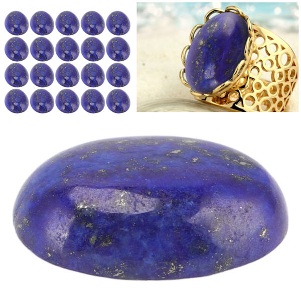 20 stk. Oval Flade Cabochon Lapis Lazuli Eksklusiv Ring Halskæde DIY Stenperle til Smykkefremstilling