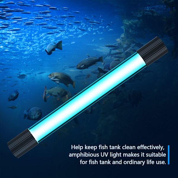 Amfibisk Ultraviolet Lys Rengøringslys til Fisketank Akvarium Køkken Soveværelse EU Stik 220V9W
