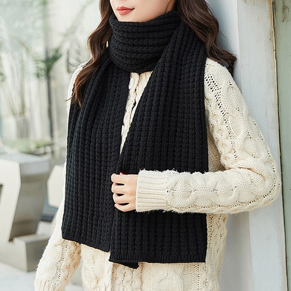Kvinnors vinter stickad obegränsad halsduk mode tjock varm black 8f69 |  black | Fyndiq