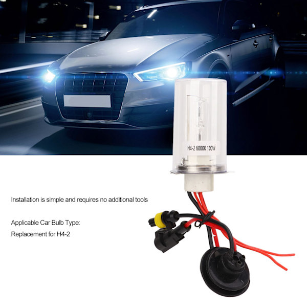 Päävalon polttimo H4‑2 6000K Korkea ja matala jännite suojaus 100W Päävalon polttimoiden muuntokitti autoon
