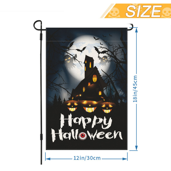 Halloween Hageflagg 12 x 18 Tommer, Halloween Flagg Burlap