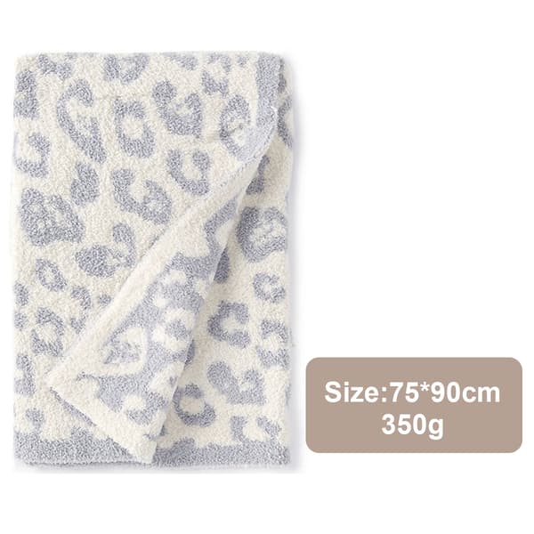 Halv fløyelsullteppe strikket leopardmønstret teppe for barn fleecefôret strikket teppe barfot leopardmønstret teppe drømmeteppe