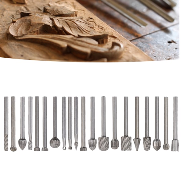 20 stk HSS Burr Sett for treskjæring, borbitt, sliping, trebearbeiding, fresing, avfasing