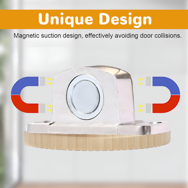 Magnetisk Dörrstopp, Osynlig Kraftig Borstad Satin Nickel Dörrhållare, Stark Magnetisk Dold Design Rostfritt Stål för Hemmakontor Sovrum