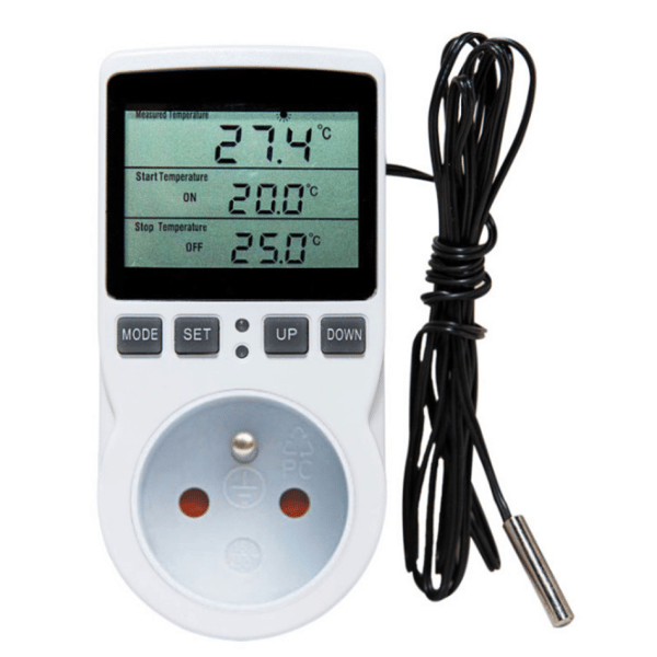 Bärbar Luftkonditionering Termostat, Digital Temperaturkontroller med LCD-Display, Timerfunktion för Effektiv Energianvändning, Återställningsfunktion för
