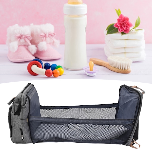 Backpack Multifunctional Foldable Large Capacity Baby Diaper Storage Bag for TravelLight Grey