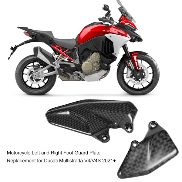 Motorcykel Venstre og Højre Fodbeskyttelsesplade 3K Kulfibermateriale Udskiftning til Ducati Multistrada V4 V4S 2021+