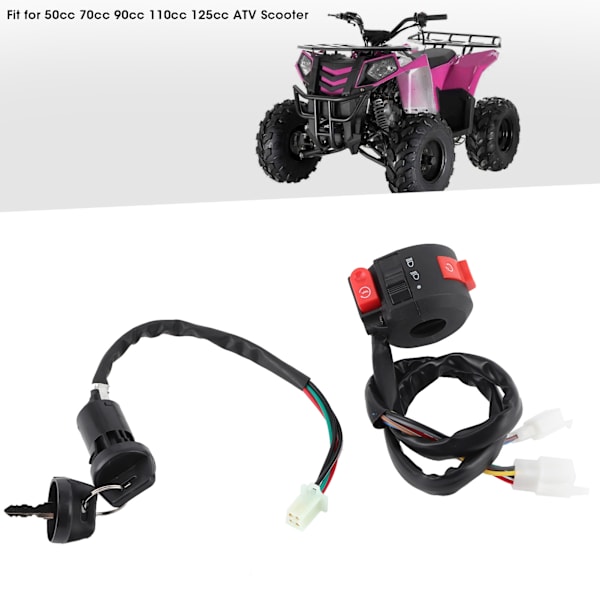 Ohjaustangon sammutuspainike sytytyskytkimellä ja 2 avaimella 50cc 70cc 90cc 110cc 125cc ATV-skootterille