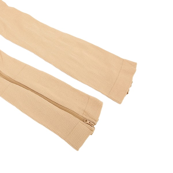 Nylon Kompressionsstrømper med lynlåsdesign Fremmer Blodcirkulation Åben tå Kompressionsstrømper Hudfarve S/M