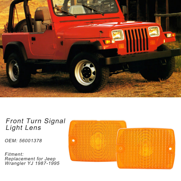 Front Blinklyslinse 56001378 Sterk Lysgjennomgang Bytte for Jeep Wrangler YJ 1987‑1995 Gul