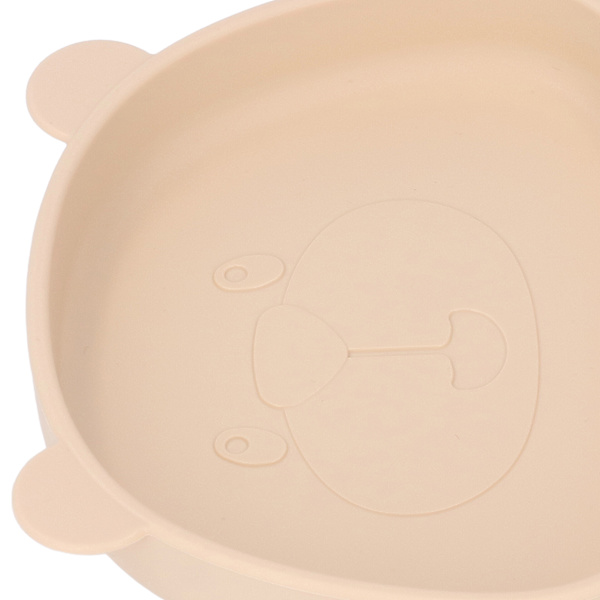 Baby Silikon Tallrik Panda Form Silikon Sugkopps Tallrik Matning Tillbehör för Spädbarn Beige Silikon Tallrik