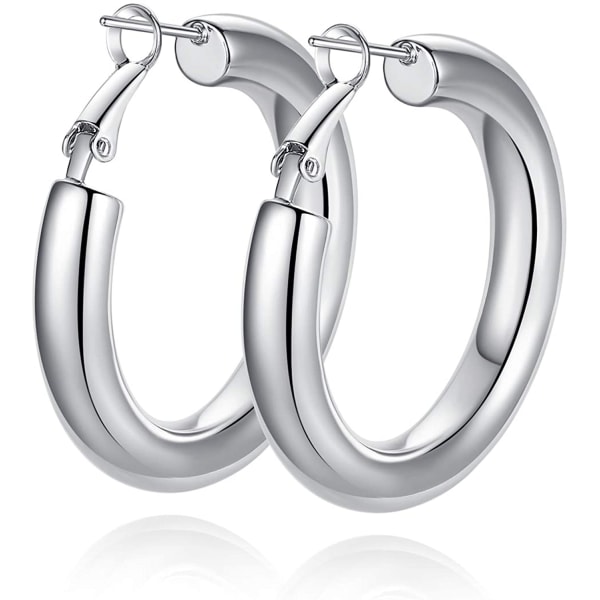 wowshow Tykke Hoop Ørepynt Howllow 14K Gullbelagt Gull Hoops f