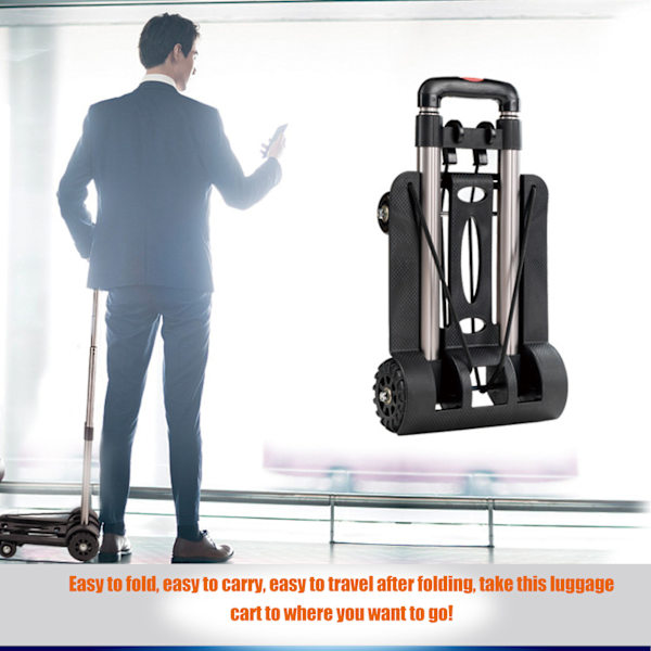 4 Hjul Foldbar Trolley Aluminium Legering Foldbar Håndtruck Bagagevogn til Indkøb Madvarer