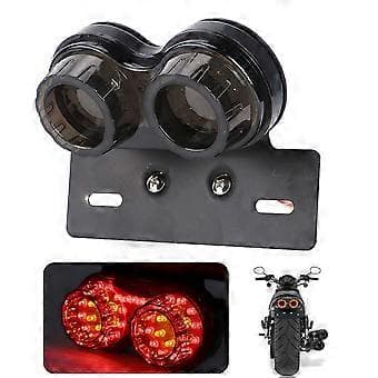 Multifunktionel Motorcykel LED Lys Baglygte Blinklys Bremse Nummerplade Integreret Lampe Grå