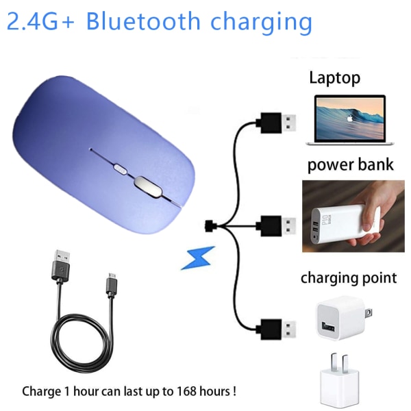 Bluetooth oppladbar trådløs mus for bærbar PC/PC/Mac/iPad pro