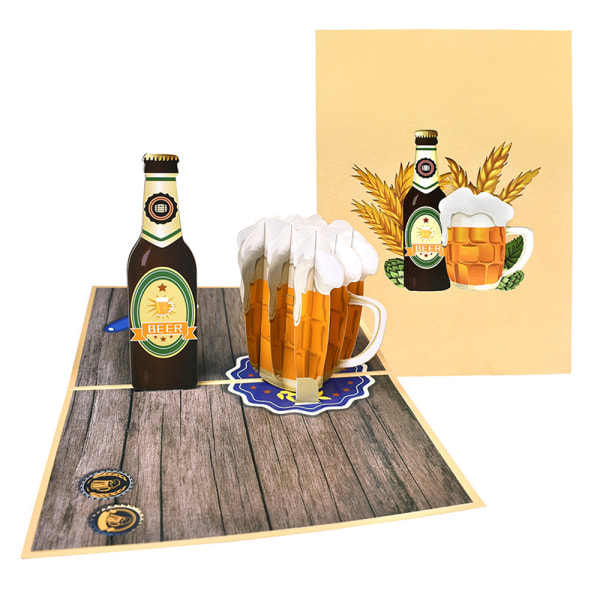 Øl Pop Up kort, 5x7-3D lykønskningskort, Pop Up fødselsdagskort