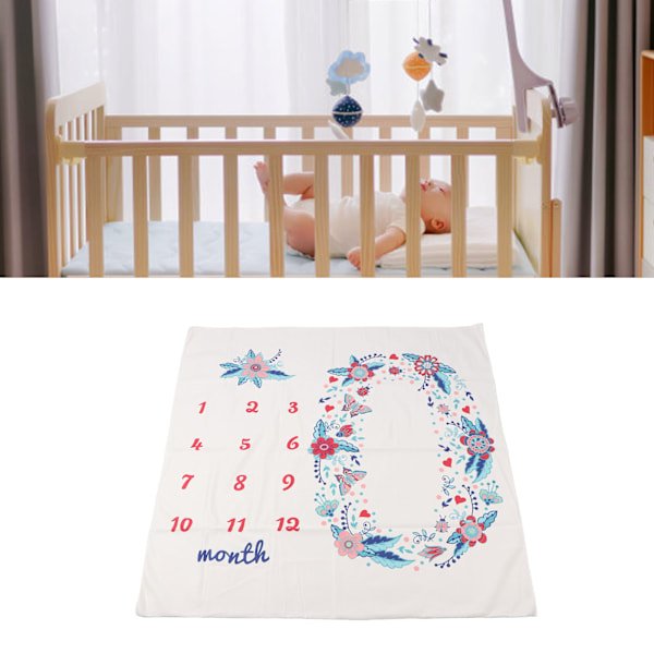 Baby Månadsmilstolpe Filt Mjuk Hudvänlig 100x100cm Fotobakgrund Tyg Nyfödd Tillväxtdiagram för Pojkar Flickor