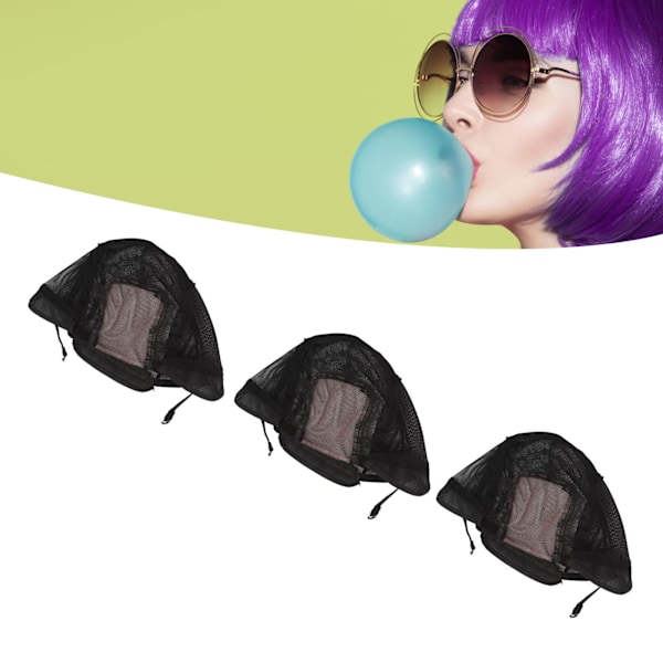 Wig Cover Soft Elastic Breathable Mesh Prevent Itching Slip Proof Wig Making Cap for Long Short Hair 3pcs