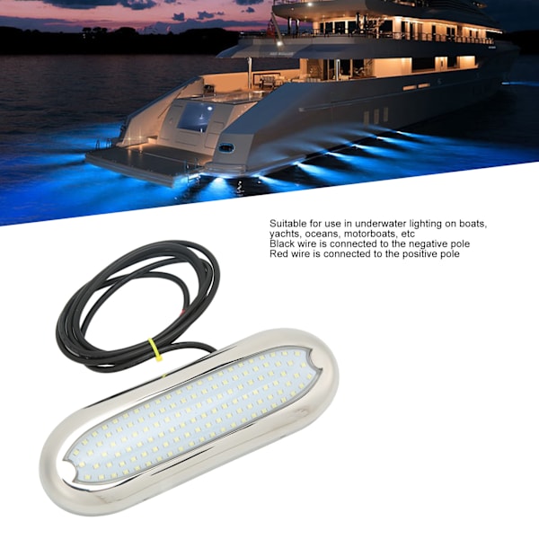12VDC Bådunder vandlys 120 LED Lysstærkt Lys IP68 Vandtæt Rustfrit til Skibe Yachter Motorbåde Blåt Lys