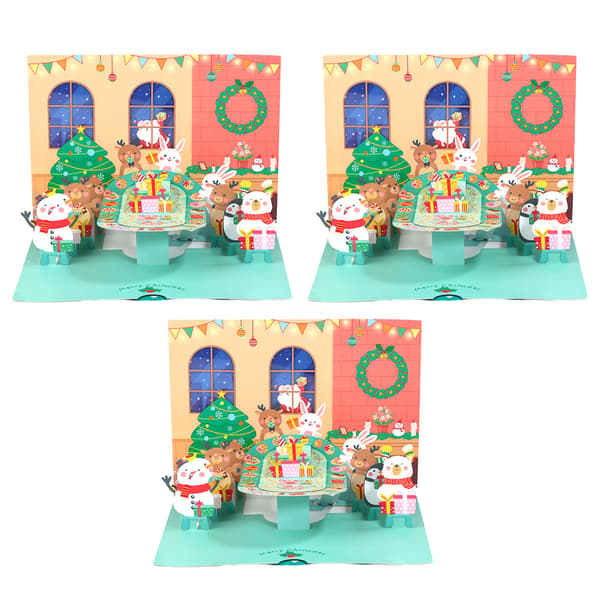 3 st 3D Pop Up Julkort Gott Nytt År Kort Presentkort