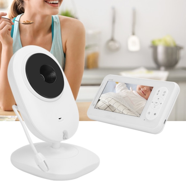 Trådlös Digital Babymonitor med Temperaturvisning, Musikfunktion och Video - 100‑240VEU-kontakt