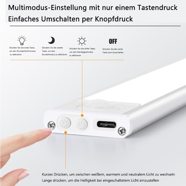 Dimbar Bänkbelysning, 3000K Varmvitt Till 6000K Kallvitt Rörelsesensor Uppladdningsbart Batteridriven, Magnetisk Trådlös, Idealisk för Kök