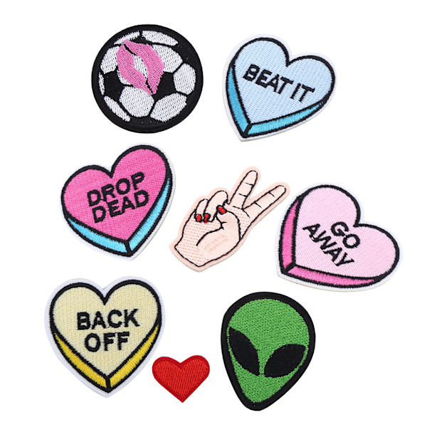 8 stk./sæt Broderet Stofpatches Badge Sy Jern På Taske Tøj Applikation Håndværk DIY Dekoration
