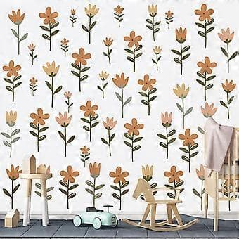 En uppsättning vackra bohemiska blomväggdekaler