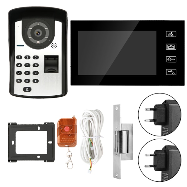 7 tommer RFID Adgangskode Videodørtelefon Trådløs Intercom Dørklokke Sæt Uden Lås 806FD11 (EU Stik)