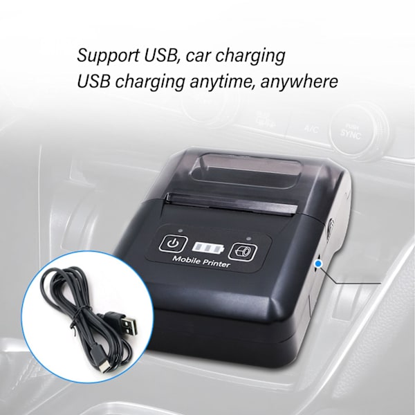 Lämpötulostin 100‑240V 2500mAh ABS Musteeton Lämpötiivis Kompakti Tulostin Mobiilille Toimistolle Kotiin Kouluun 58mm EU-Pistoke