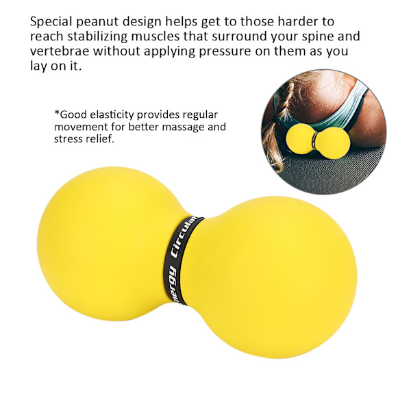 Dubbel Jordnötsmassageboll Myofascial Muskelavslappnande Fitnessverktyg Gul
