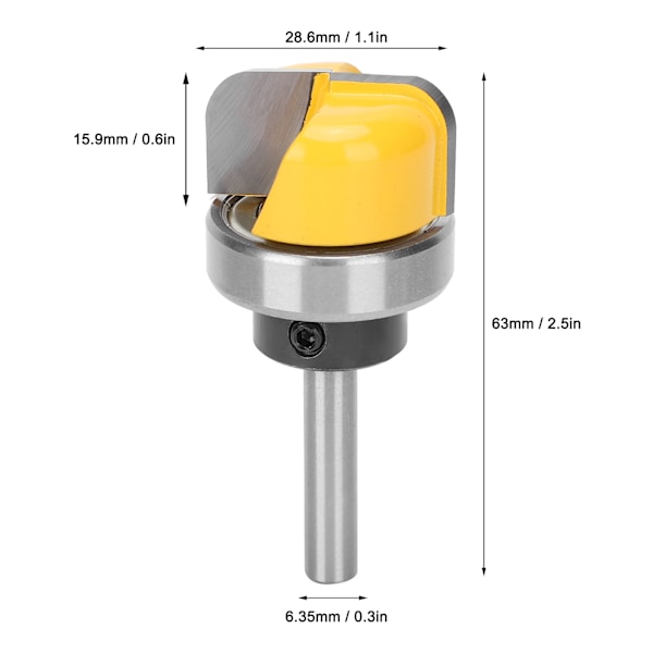 Runda Näsfräsar Core Box Fräs Dubbelbåge Fräs WoodRat Träbearbetningsverktyg 1/4x1‑1/8