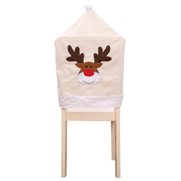 Stolsöverdrag med Snögubbe och Älg för Kvalitativ Polyester Hem Middagsbord Juldekorationer, Lättanvända Söta Jultomtar (4 st)