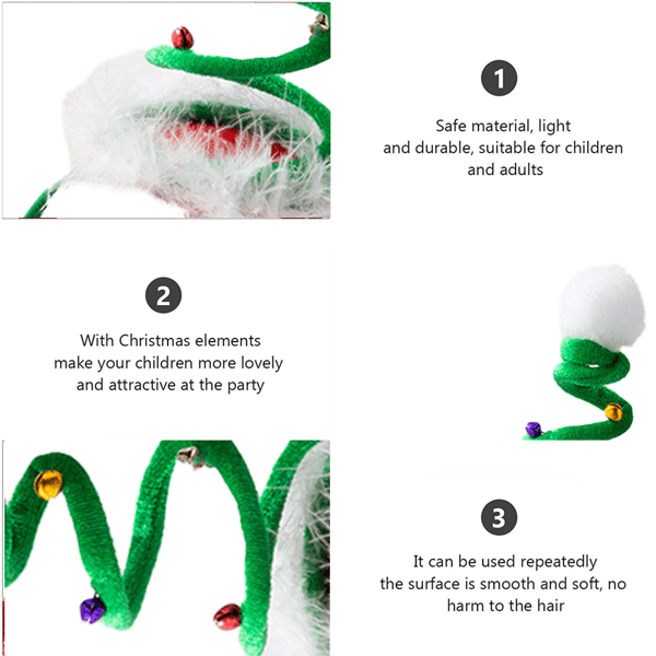 Studsig Julhårband Julgran Hatt Julhuvudbonad Tomte Hatt Hårband shape2