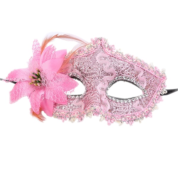 Dragemønstermaske Mote Sideblomstmaske for Kostymeball Ansiktstilbehør Gave (Rosa)