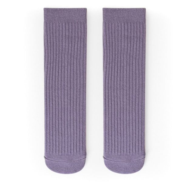 Barn Staplade Strumpor Enfärgad Trendig Mjuka Bekväma Pojkar Flickor Strumpor för Höst Vinter Taro Lila One Size