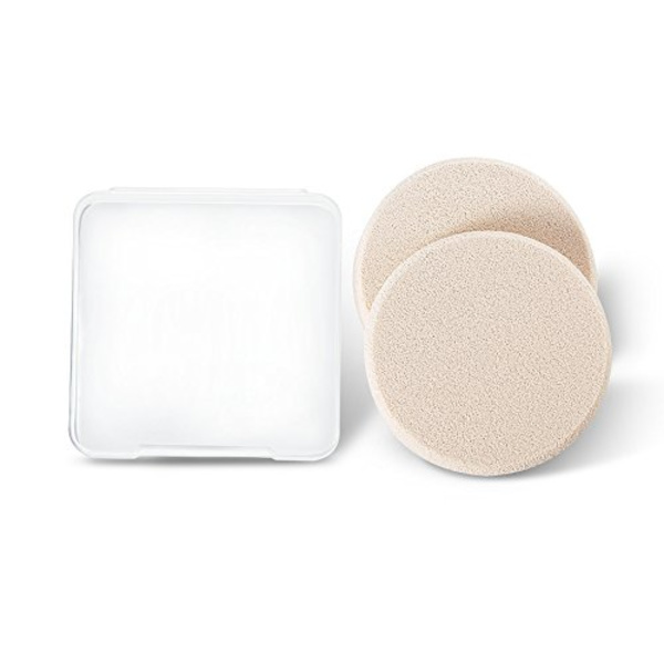 2 stk runde sminkesvamper med 1 reiseveske, Beauty Face Primer Compact Powder Puff, Blender Sponge Erstatning for Cosmetic Flawless Foundation,