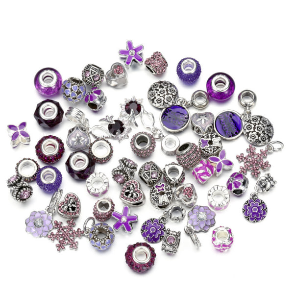 60 stycken European Large Hole Spacer Beads Sortiment Charm Bea