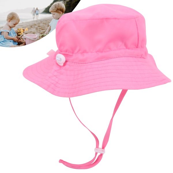 Children Sun Hat with Adjustable Windproof Strap Printed Beach Cap Sunhat for KidsPink M (50-54)