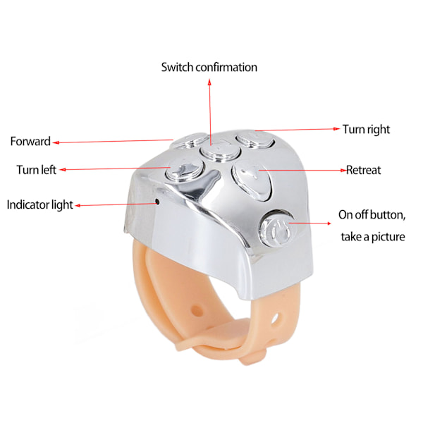 Bluetooth Fjernbetjening Rul Ring APP Sidevender Kamera Fjernbetjening Lukker Selfie Knap til Mobiltelefon Sølv