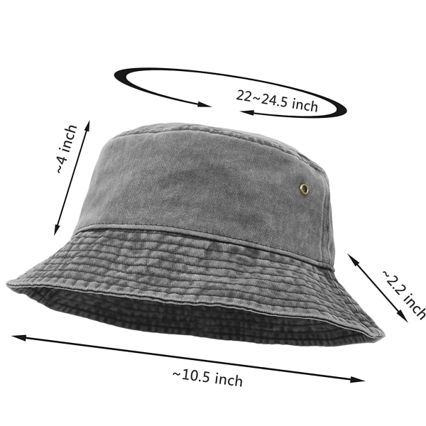 UltraKey Bucket Hat, Wide Rim Washed Denim Cotton Outdoor Sun