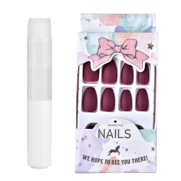 Manikyr Färdig Mode Polish Matt Manikyr Patch Falsk Dekal Nagelkonst (Vinröd)