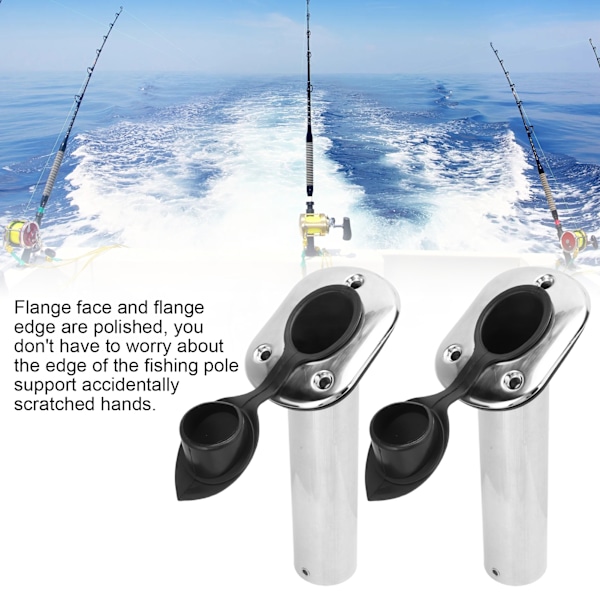 2 st Båtfiskespöshållare 9 tum Flush Mount 316 Rostfritt Stål UV PCV Foder med Lock 30° för Yacht