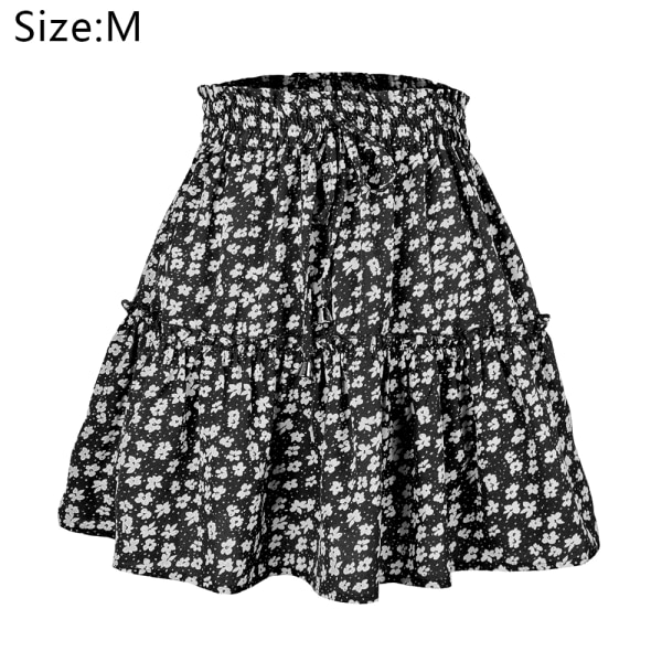 Cute high waist pleated skirt floral print beach miniskirt