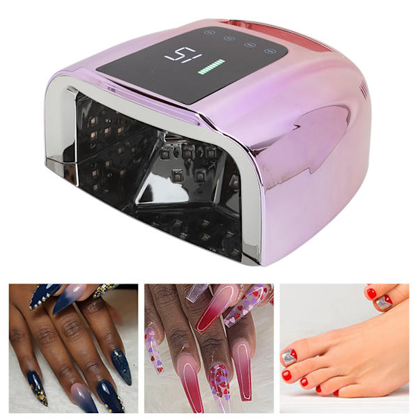 96W Nagel torkare Laddningsbar LED Sensor Snabbhärdande Nagellampa Gradient Lila 100~240V EU-kontakt