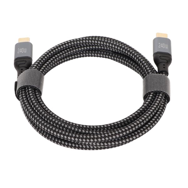 USB C till USB C-kabel, PD3.1 Snabbladdning, 240W USB C till USB C, Stöder 480 Mbps dataöverföring med ESafety-chip, Slitstark nylonflätning och