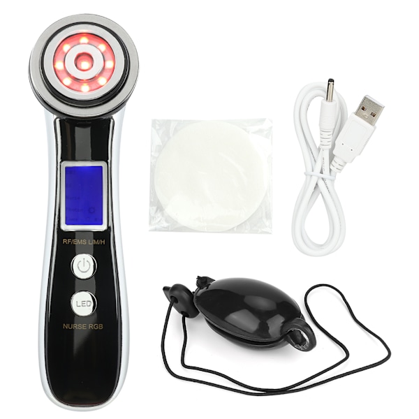Photon Terapi RF EMS Højfrekvent Mikrovibration Skønheds Maskine Porerensning Sort Hvid